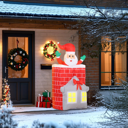7ft Christmas inflatable Santa in brick chimney with LED lights outdoor decor HouseOfZazla on Tampa Home & Garden Store