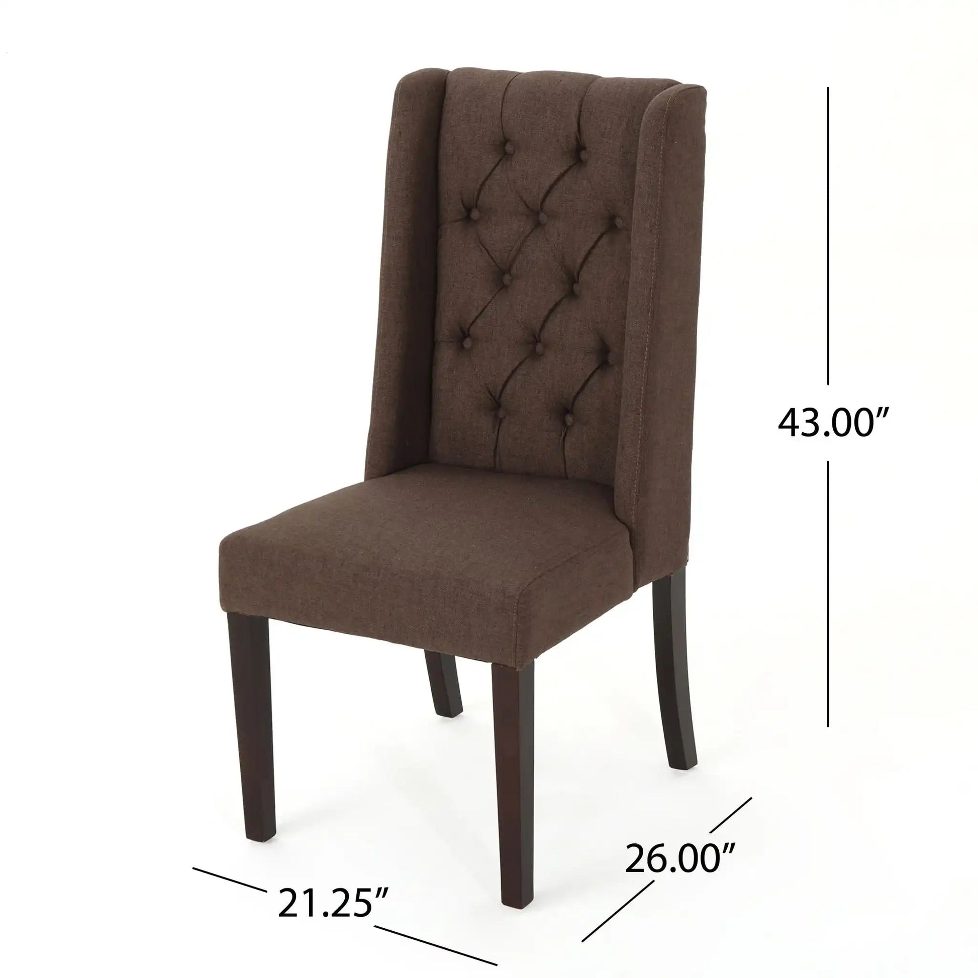 Sophisticated tufted dining chair brown fabric with high-back, button-tufted back by HouseOfZazla on Tampa Home & Garden Store