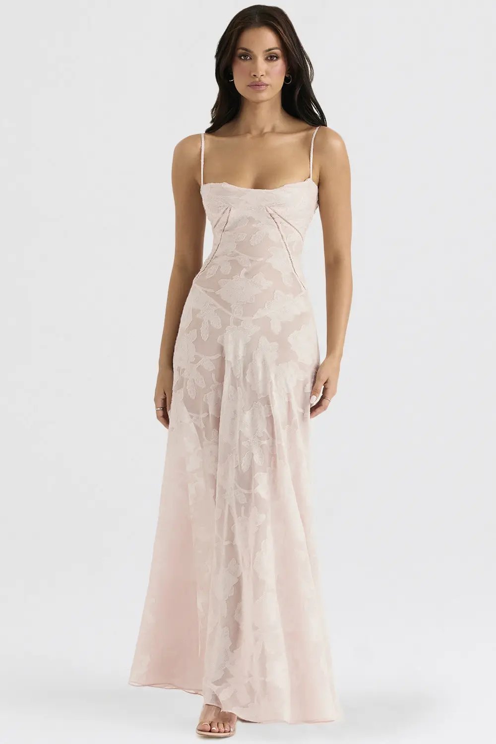 Sexy Flowers Lace Suspender Dress blush pink, spaghetti straps, floor-length by FLIPSTYLEZLLC on Tampa Home & Garden Store
