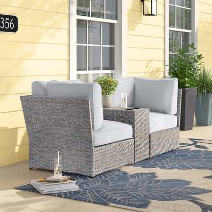 Outdoor Wicker Loveseat Set and Side Table
