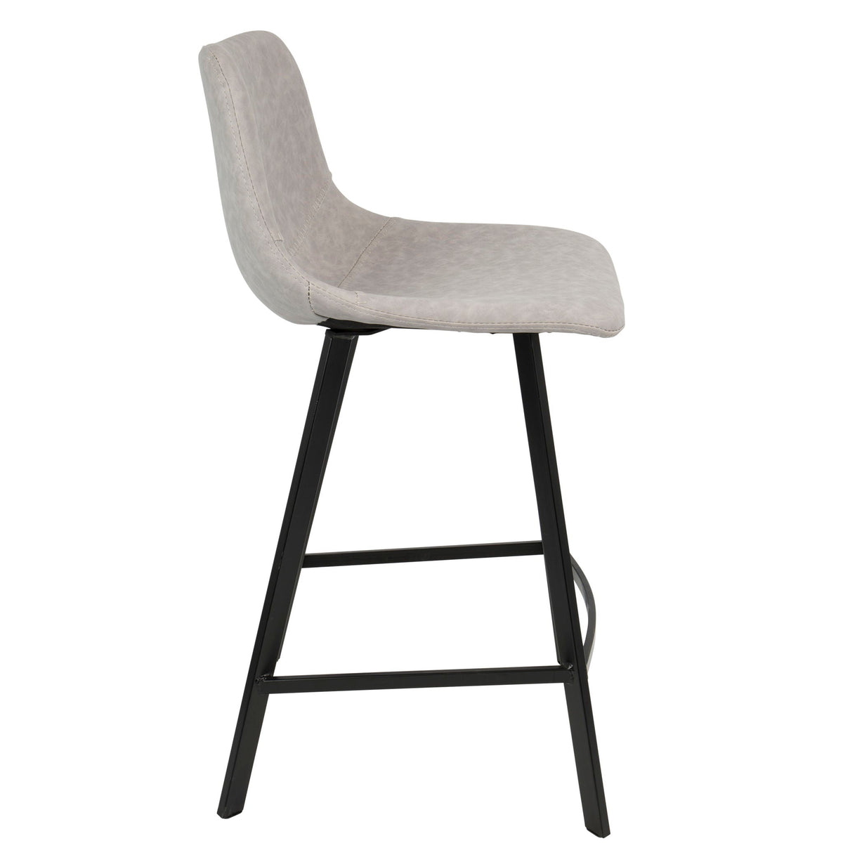 Industrial counter stool set gray faux leather seat with black metal frame and footrest on Tampa Home & Garden Store
