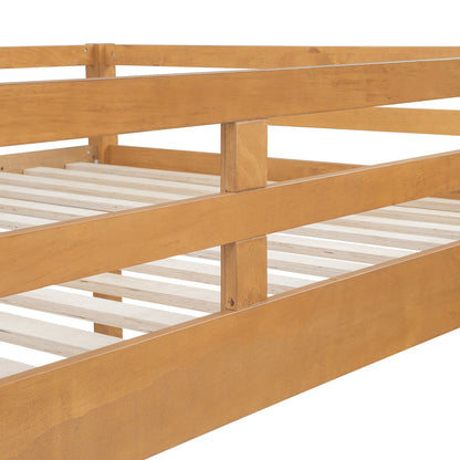 Sturdy bunk bed with ladder in warm honey wood finish, slatted rails on Tampa Home & Garden Store