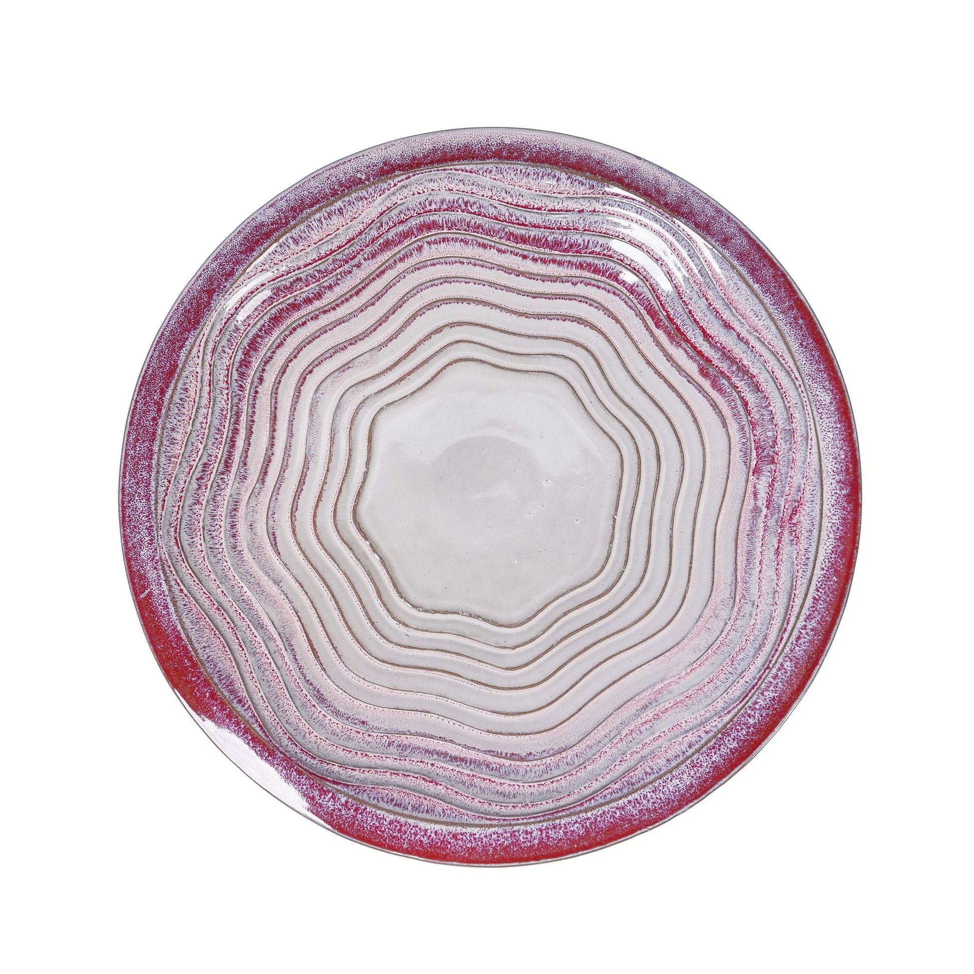 Birdbath for patio white and pink ceramic with concentric ring design HouseOfZazla on Tampa Home & Garden Store