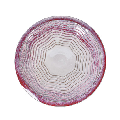 Birdbath for patio white and pink ceramic with concentric ring design HouseOfZazla on Tampa Home & Garden Store