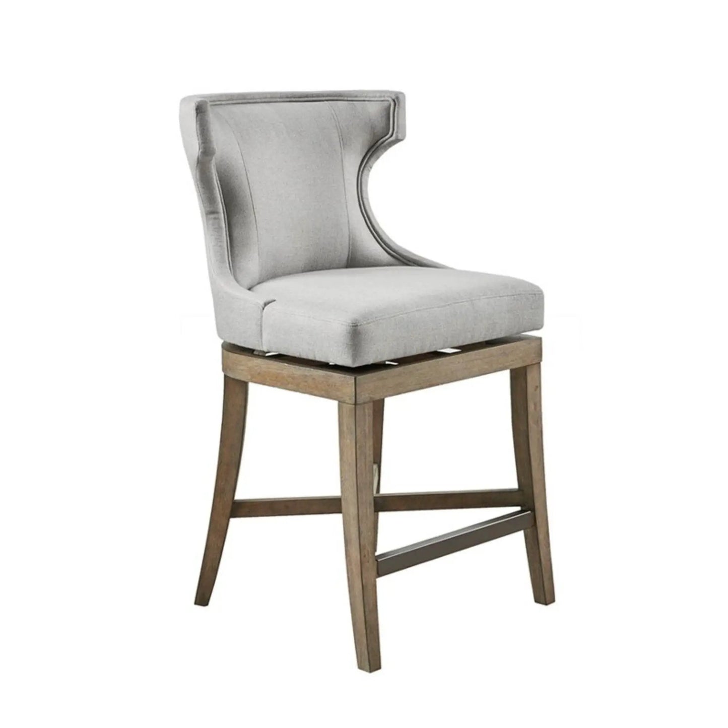 Carson Counter Stool with Swivel Seat, gray fabric, wood legs Unique Piece Furniture on Tampa Home & Garden Store