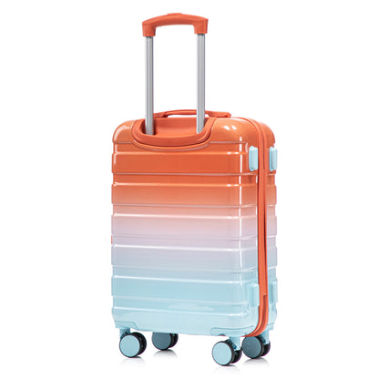 2-Piece PC Spinner Wheel Luggage Set with orange-to-blue gradient and smooth wheels on Tampa Home & Garden Store