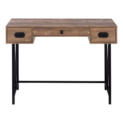 Writing desk with wood grain finish, three drawers and black metal pulls for a home office setup on Tampa Home & Garden Store