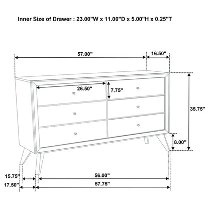 Dresser with Angled Legs and Round Knobs, White