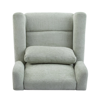 Power recliner chair with light gray boucle upholstery and 360° swivel on Tampa Home & Garden Store