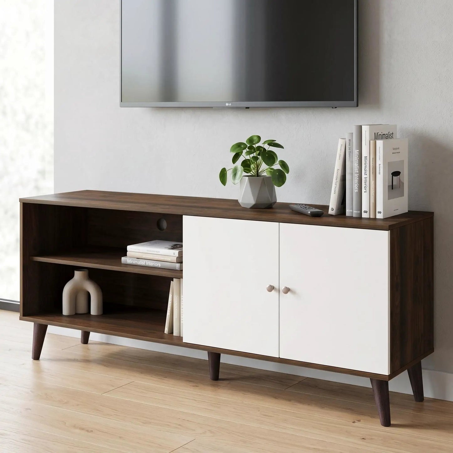 Amidon TV Stand With Storage Shelves and Cabinet