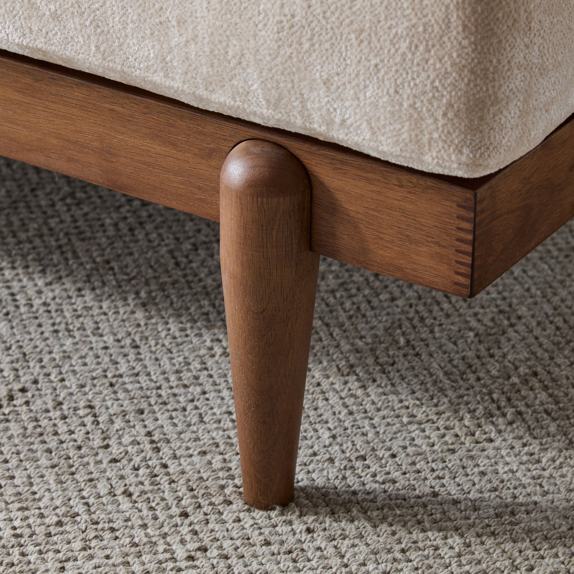 EMIR 72in Square Arm 3-Seater Boucle Sofa beige boucle upholstery, wooden frame with rounded leg on Tampa Home & Garden Store
