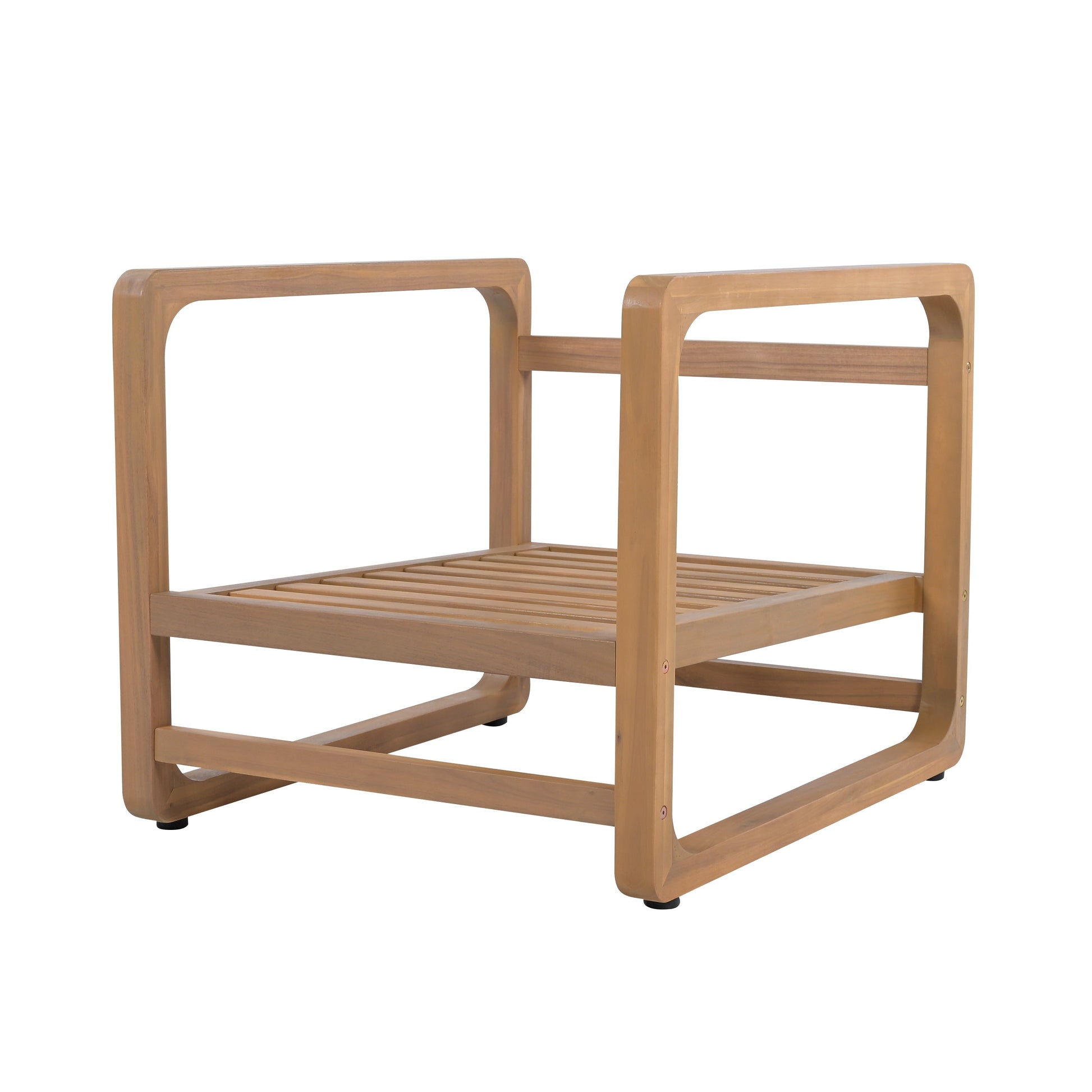 Acacia Wood Outdoor Set: 2 Club Chairs + Rustic Slat Side Table in finish by HouseOfZazla on Tampa Home & Garden Store