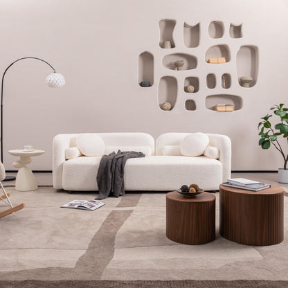 Modern Three Seater Couch And Fluffy Pillows
