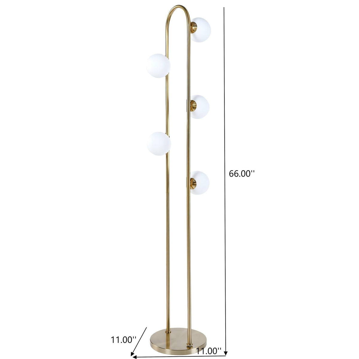 Artema floor lamp gold with frosted glass globes, dual posts, round base by HouseOfZazla on Tampa Home & Garden Store
