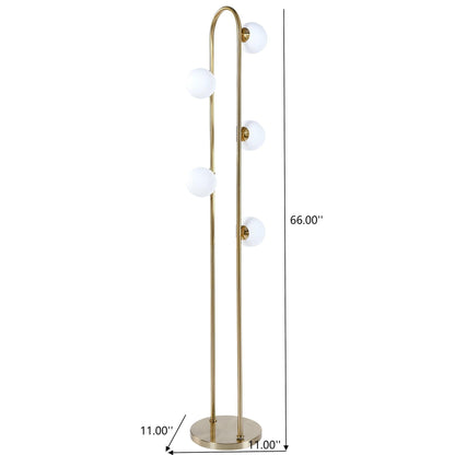 Artema floor lamp gold with frosted glass globes, dual posts, round base by HouseOfZazla on Tampa Home & Garden Store