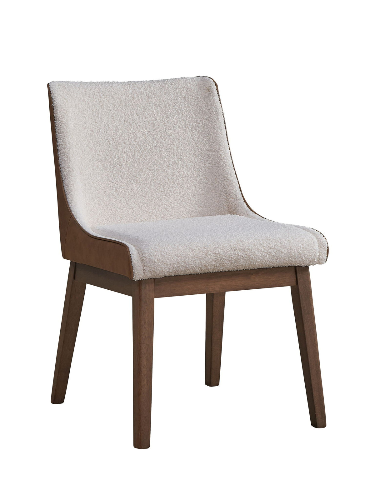 Boucle velvet side chairs set, walnut finish, cream upholstery set of 2 on Tampa Home & Garden Store