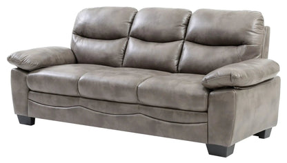Marta Sofa taupe leather stationary sofa with three back cushions and padded arms on Tampa Home & Garden Store