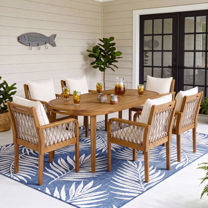 Seven Piece Outdoor Acacia Wood Dining Set