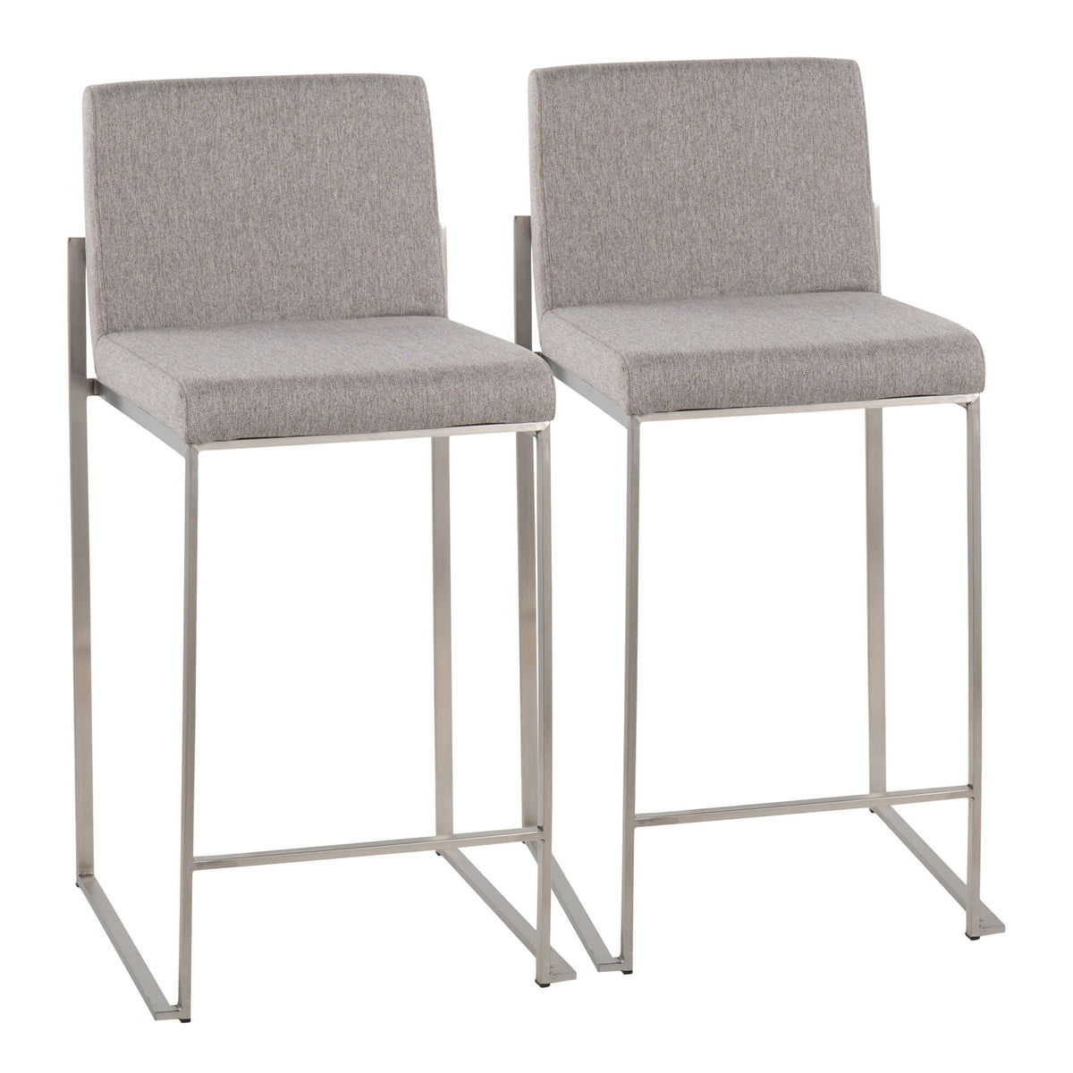 Counter stool, high back, padded backrest, grey upholstery, metal frame, 2-pack HouseOfZazla on Tampa Home & Garden Store