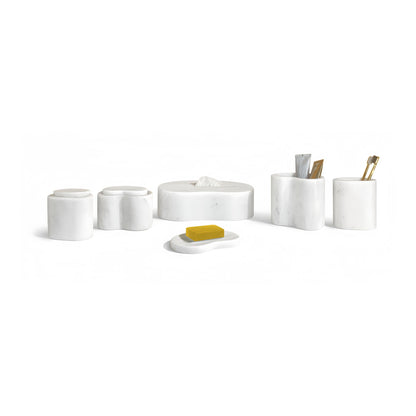 Elegant marble bathroom accessories set with canisters and brush holders HouseOfZazla on Tampa Home & Garden Store