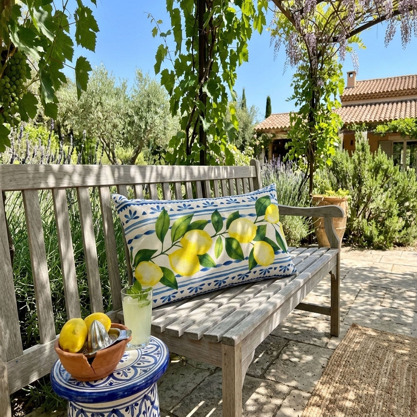 Summer Lemon Lumbar Pillow and Outdoor Cushion