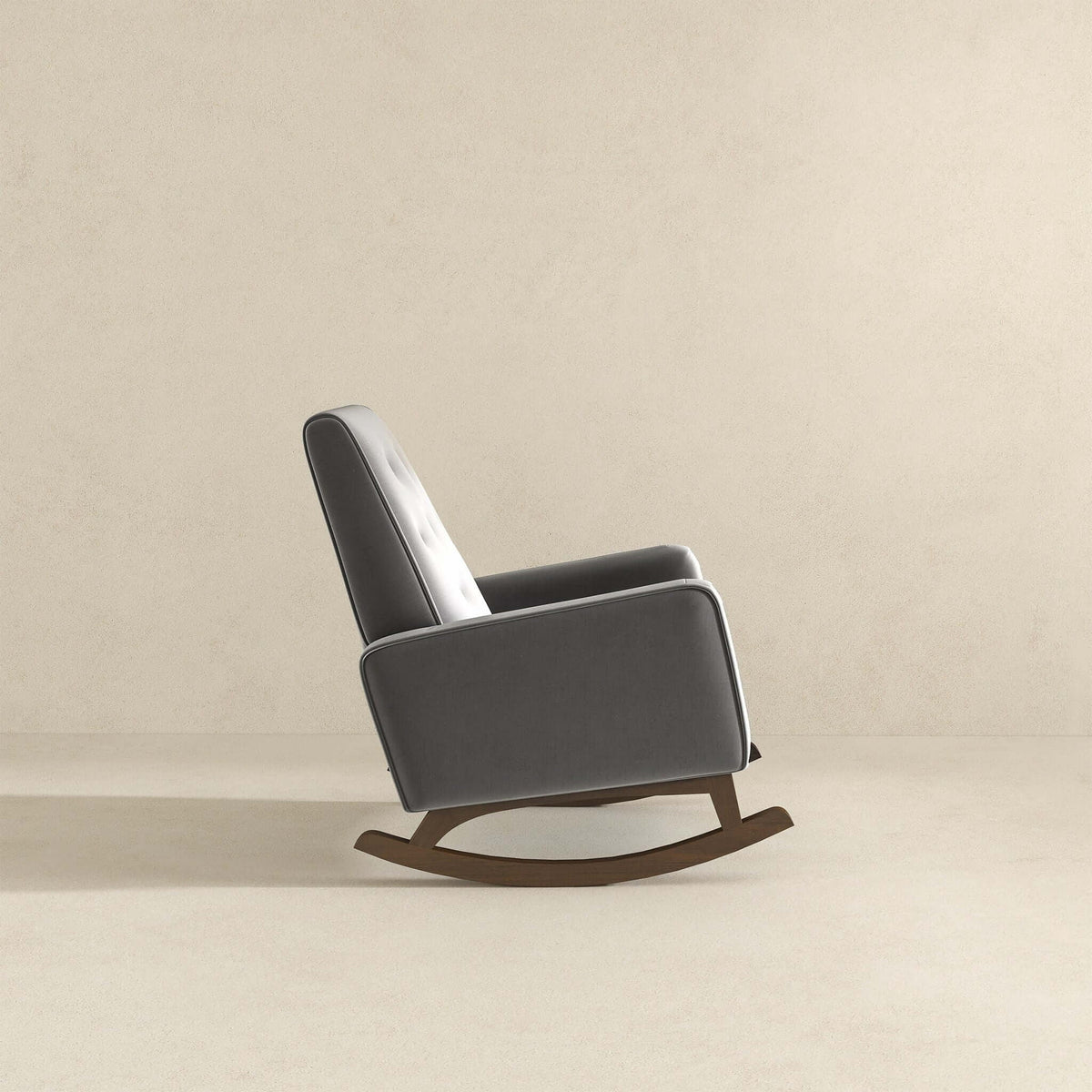 Demetrius Solid Wood Rocking Chair with dark gray upholstery by HouseOfZazla on Tampa Home & Garden Store