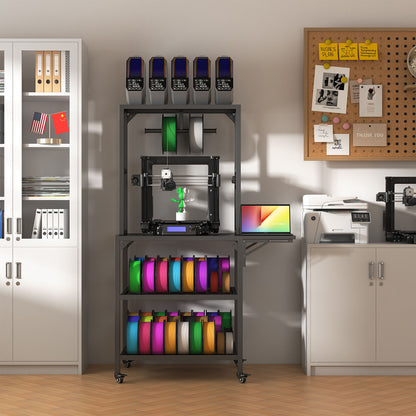 Heavy Duty 3D Printer Stand with Filament Storage Rack black by HouseOfZazla steel frame on Tampa Home & Garden Store
