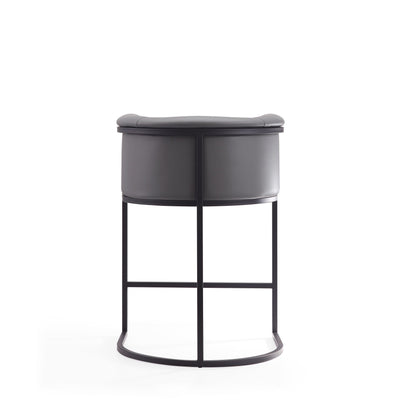 Cosmopolitan counter-height stool with gray upholstered seat and black metal frame on Tampa Home & Garden Store