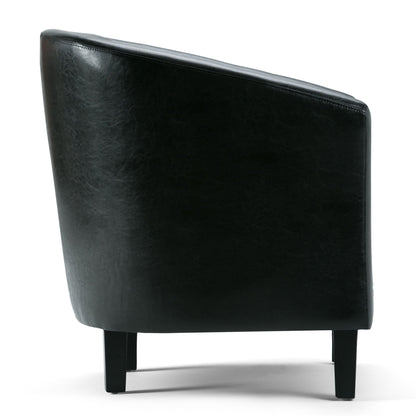Transitional tub chair in black leather with solid black legs by HouseOfZazla armchair on Tampa Home & Garden Store