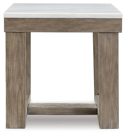 Loyaska Square End Table Brown and Ivory Marble