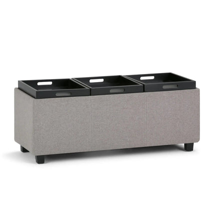 Avalon Upholstered Storage Ottoman With Trays