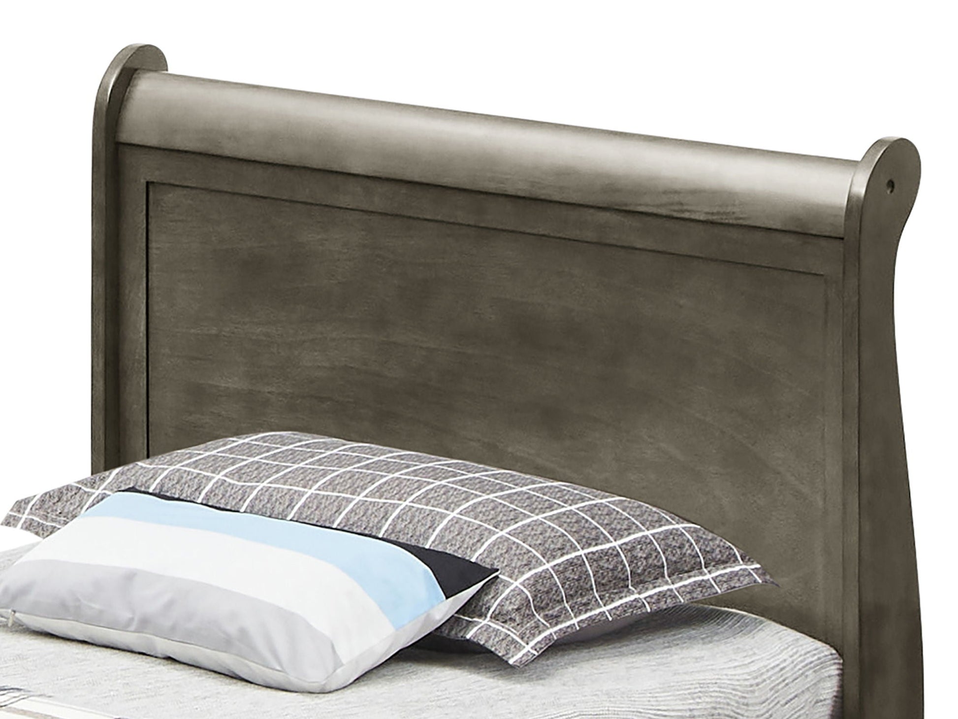 Elegant trundle bed headboard in dark wood with curved metal rail by HouseOfZazla on Tampa Home & Garden Store