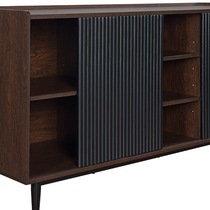 Fluted sideboard with adjustable storage, wood frame and black metal panel doors HouseOfZazla on Tampa Home & Garden Store