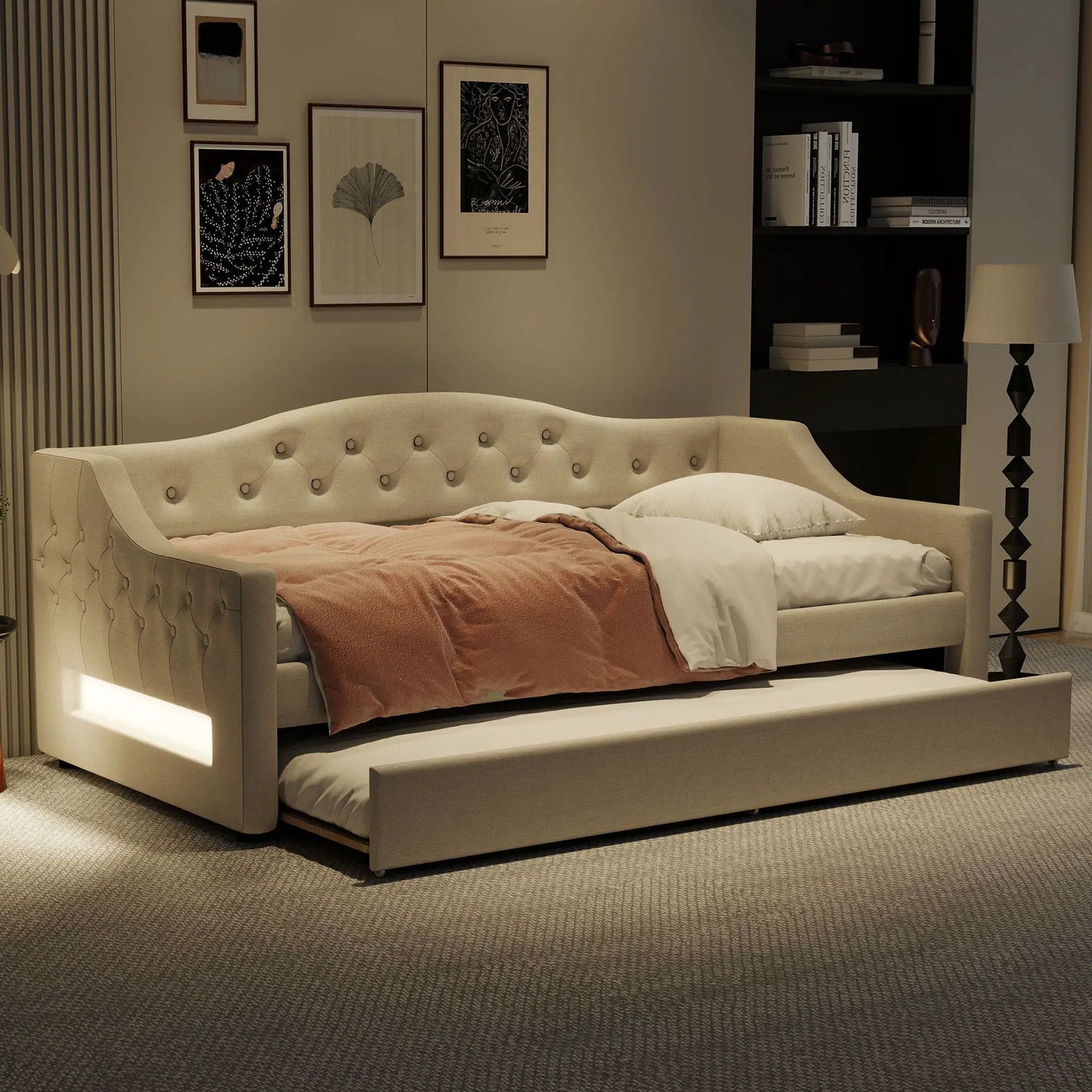 Daybed With LED Lighting and Upholstered Frame