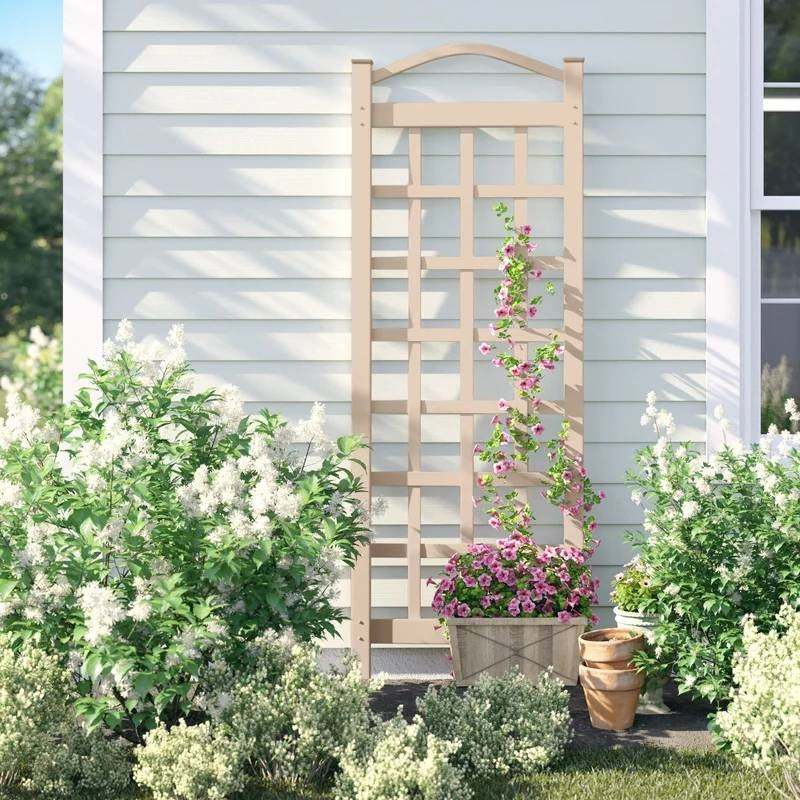 76-inch Tall Mocha Tan Brown Vinyl Garden Trellis - Tampa Home & Garden Store