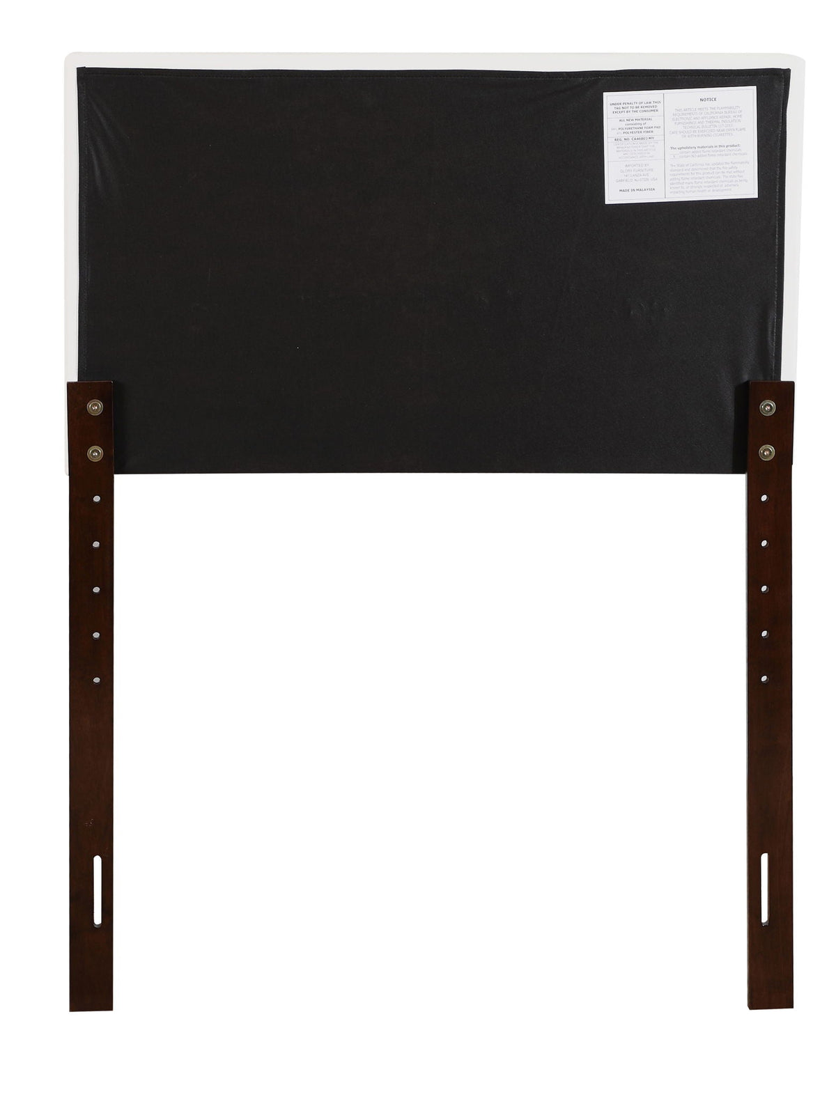 Upholstered headboard back panel in black fabric with adjustable-height legs on Tampa Home & Garden Store
