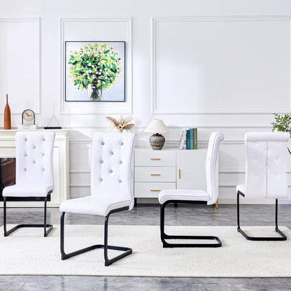Alligator skin upholstered dining chairs set of 4 white cantilever legs Unique Piece Furniture on Tampa Home & Garden Store