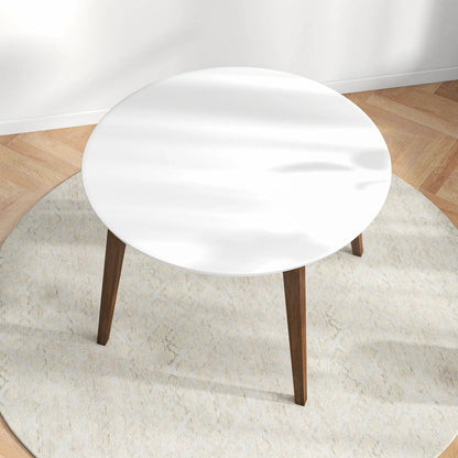 Paloma dining table white round top with brown wooden legs by Unique Piece Furniture on Tampa Home & Garden Store