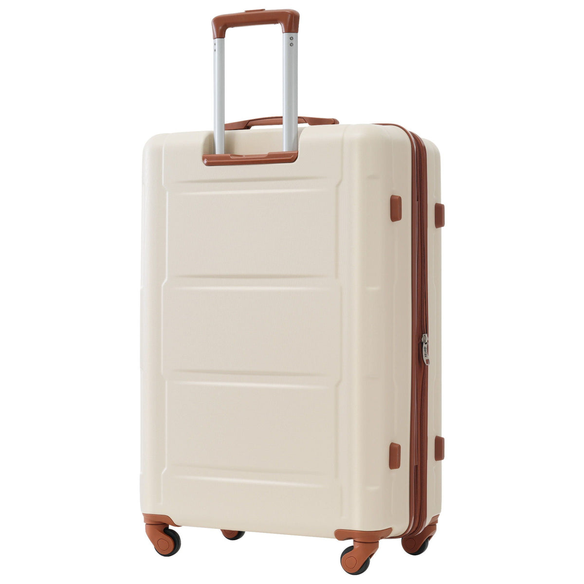 2-piece HouseOfZazla luggage set beige ABS hard shell with brown trim and spinner wheels 28in on Tampa Home & Garden Store