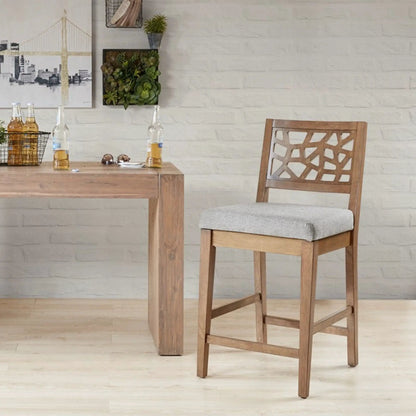 Counter Stool Light Gray Upholstered Seat