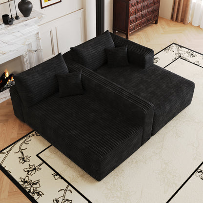Modern Minimalist Cloud Sectional Sofa in black ribbed fabric by HouseOfZazla on Tampa Home & Garden Store
