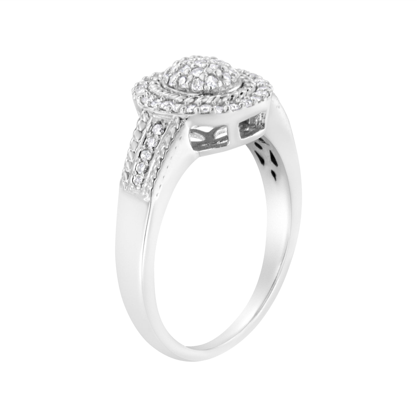 Sterling silver braided halo ring with pave diamonds, 1/3 Cttw, size 7, Bids.com on Tampa Home & Garden Store