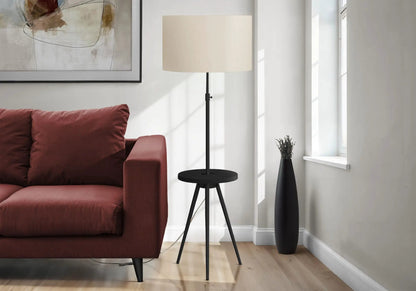 Floor Lamp Lighting by Unique Piece Furniture with beige shade and black tripod base on Tampa Home & Garden Store