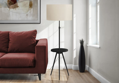 HouseOfZazla floor lamp with black metal tripod base and beige fabric lampshade on Tampa Home & Garden Store