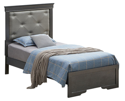 Lorana Jewel Tufted Bed Frame and Silver Finish