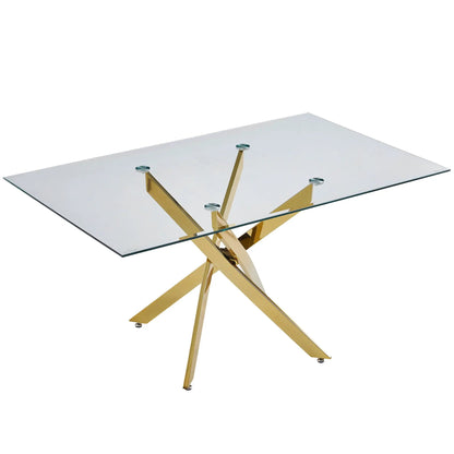 Modern Rectangular Dining Table with Metal Frame