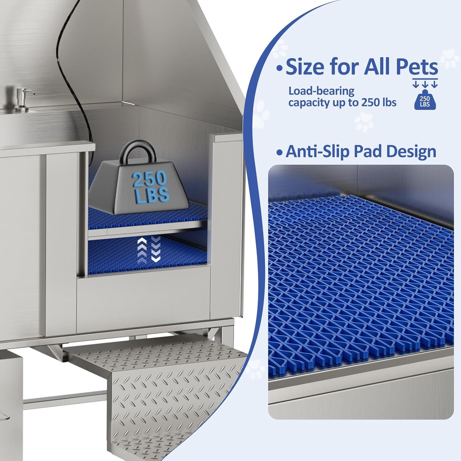 Stainless steel dog washing station in silver with seamless design by HouseOfZazla on Tampa Home & Garden Store