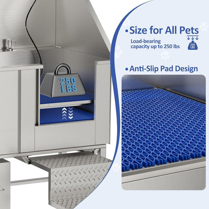 Stainless steel dog washing station in silver with seamless design by HouseOfZazla on Tampa Home & Garden Store