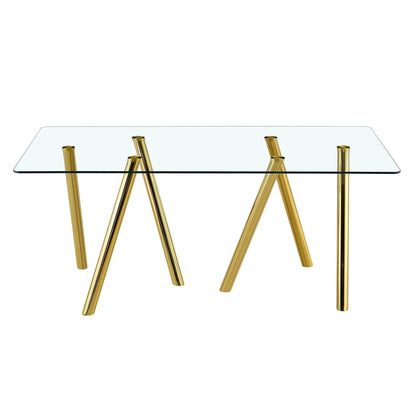 Sturdy Dining Table With Tempered Glass Surface