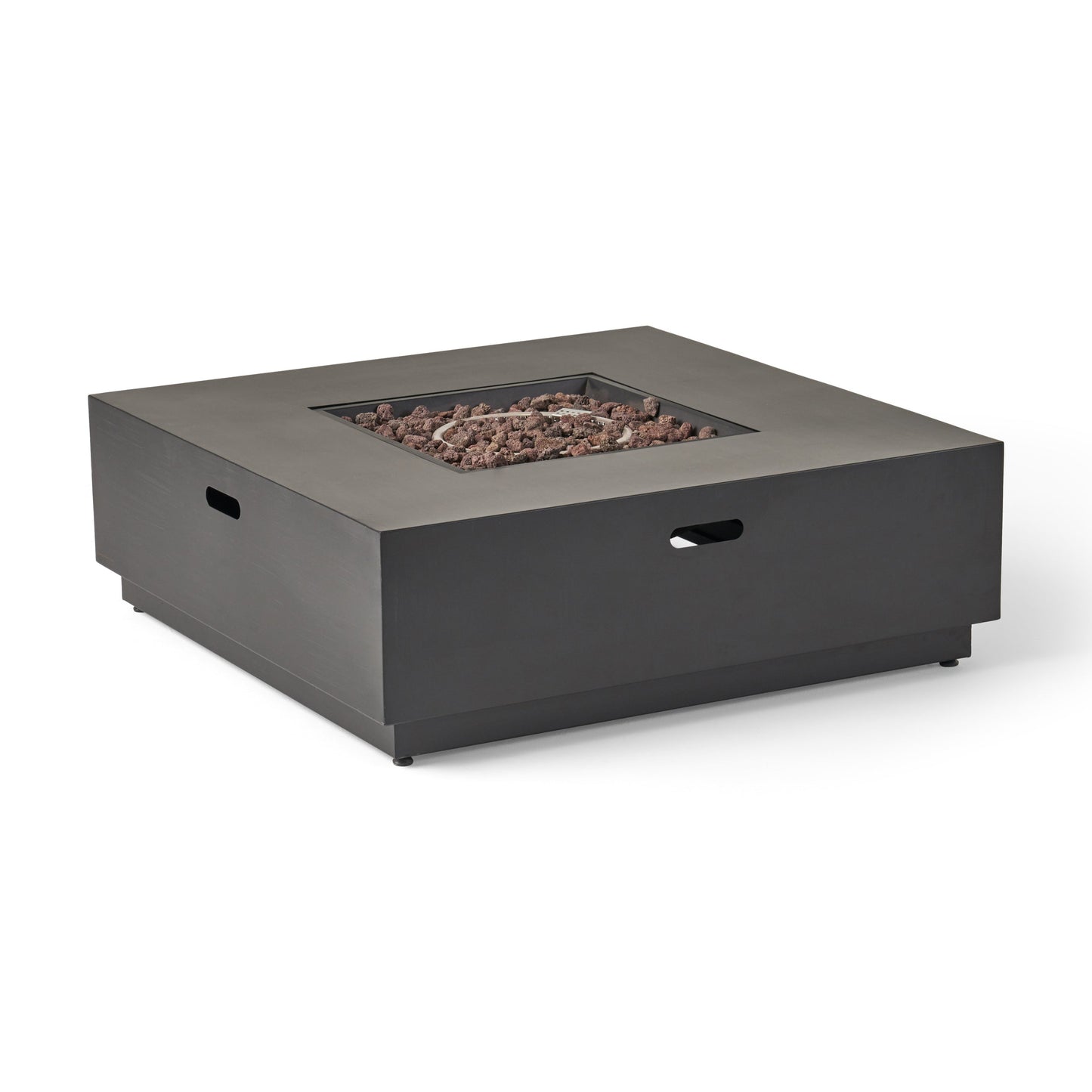 39'' Square Iron Fire Pit with lava rock bed, 50,000 BTU, HouseOfZazla on Tampa Home & Garden Store
